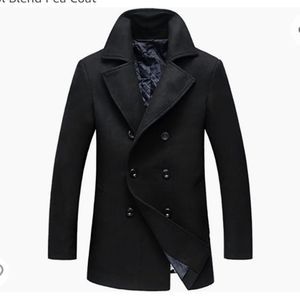 Men's Notched Collar Double Breasted Wool Coat